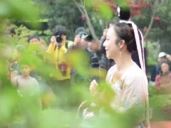 狼山牡丹节汉服小姐姐